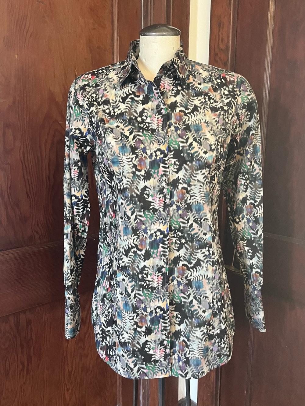 Envelop Floral Cotton Button-Down Blouse - Size Small 🇨🇦